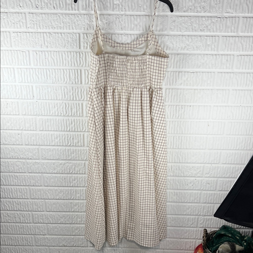 Carly Jean Cream Plaid Spaghetti-Strap Midi Dress - Picture 2 of 4